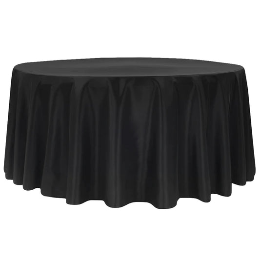 Black Seamless Premium Polyester Round Tablecloth 120"